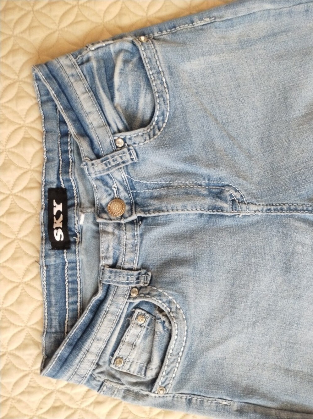 SKY Y2K Jeans Bootcut Embellished Pockets Denim Stretch Womens Size 9/10 - Picture 3 of 8